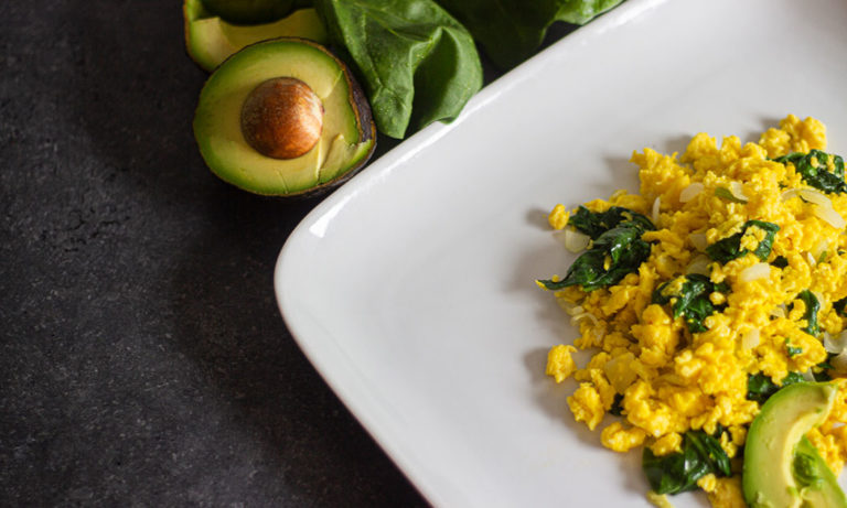 Scrambled Eggs with Spinach and Avocado